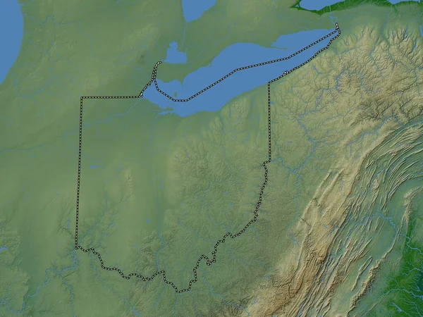 Ohio Amerikai Egyesült Államok Színes Domborzati Térkép Tavakkal Folyókkal — Stock Fotó