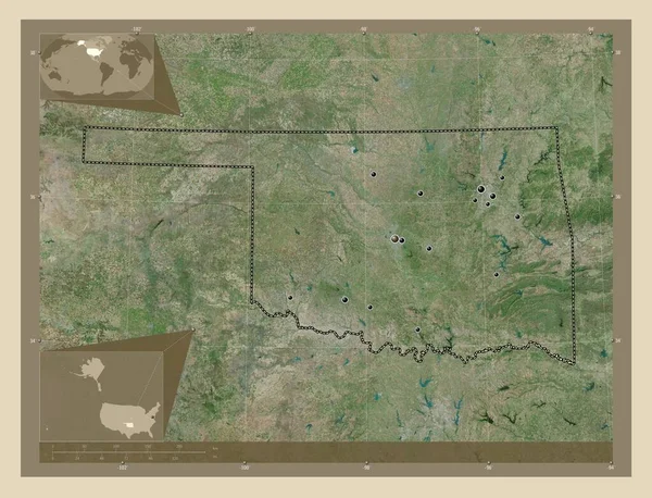 Oklahoma Stát Spojené Státy Americké Satelitní Mapa Vysokým Rozlišením Umístění — Stock fotografie