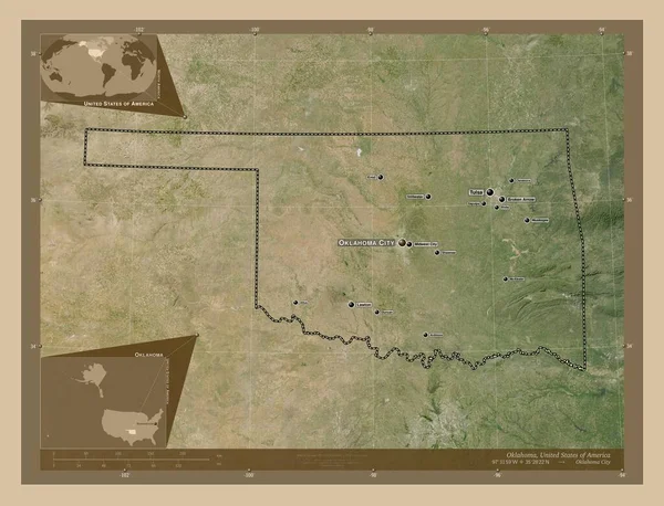 Oklahoma État Des États Unis Amérique Carte Satellite Basse Résolution — Photo