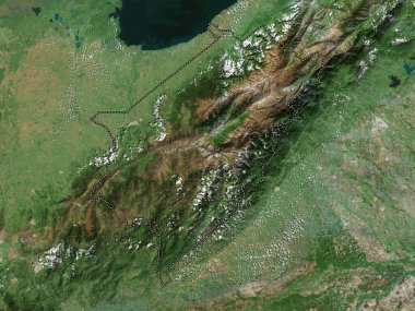 Merida, Venezuela eyaleti. Yüksek çözünürlüklü uydu haritası