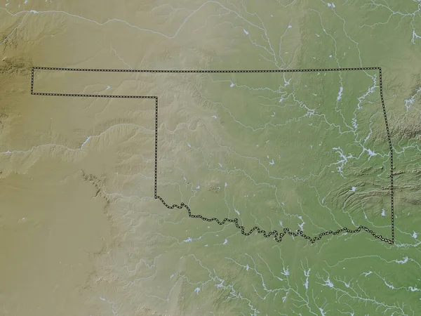Oklahoma Stát Spojené Státy Americké Výškové Mapy Barevné Stylu Wiki — Stock fotografie