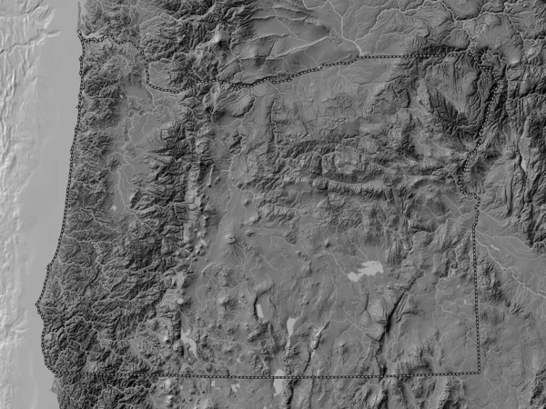 Oregon State United States America Bilevel Elevation Map Lakes Rivers — Stock Photo, Image