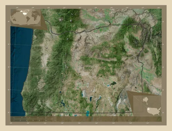 Oregon Estado Los Estados Unidos América Mapa Satelital Alta Resolución — Foto de Stock
