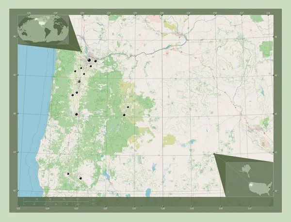 Oregon Staat Van Verenigde Staten Van Amerika Open Plattegrond Locaties — Stockfoto