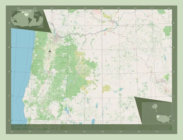 Oregon Stan Stany Zjednoczone Ameryki Otwórz Mapę Ulic Pomocnicze Mapy — Zdjęcie stockowe