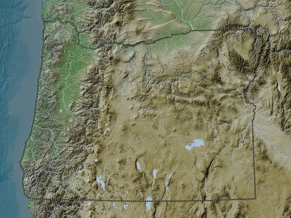 Oregon Stan Stany Zjednoczone Ameryki Mapa Wzniesień Kolorowa Stylu Wiki — Zdjęcie stockowe