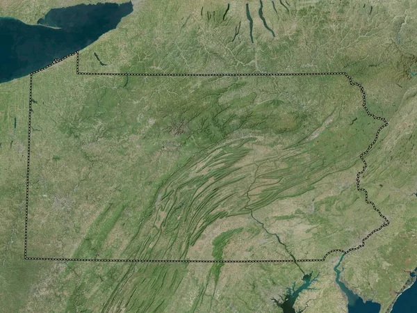 Πενσυλβάνια Πολιτεία Των Ηνωμένων Πολιτειών Της Αμερικής Δορυφορικός Χάρτης Υψηλής — Φωτογραφία Αρχείου