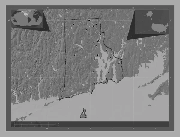 Rhode Island État Des États Unis Amérique Carte Altitude Bilevel — Photo