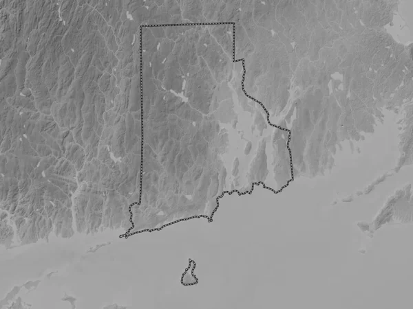 Rhode Island State United States America Grayscale Elevation Map Lakes — Stock Photo, Image