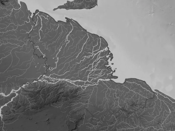Delta Amacuro Stato Del Venezuela Mappa Elevazione Scala Grigi Con — Foto Stock