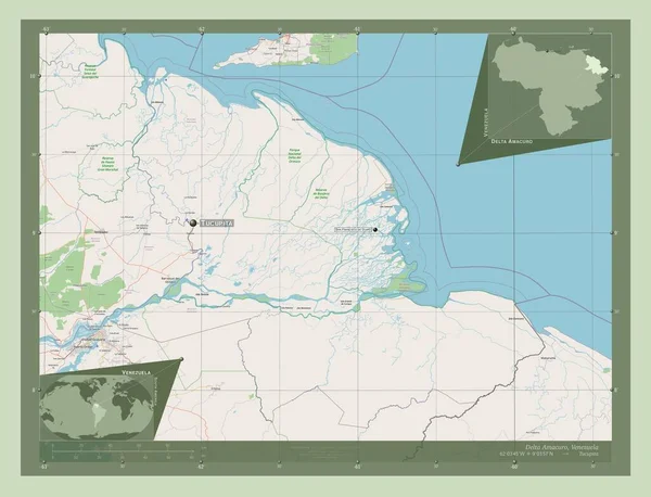 Delta Amacuro Bundesstaat Venezuela Open Street Map Orte Und Namen — Stockfoto