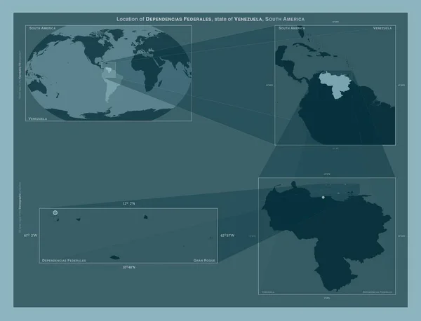 Dependencias Federales Estado Venezuela Diagrama Que Muestra Ubicación Región Mapas —  Fotos de Stock