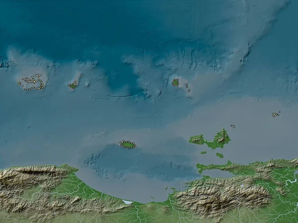 Zależne Federales Stan Wenezuela Mapa Wzniesień Kolorowa Stylu Wiki Jeziorami — Zdjęcie stockowe