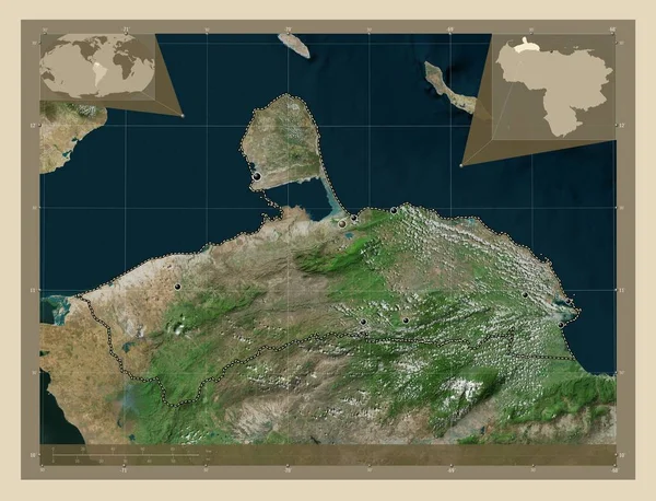 Falcon Stát Venezuela Satelitní Mapa Vysokým Rozlišením Umístění Velkých Měst — Stock fotografie