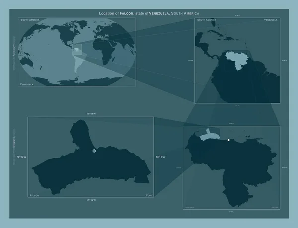 Halcón Estado Venezuela Diagrama Que Muestra Ubicación Región Mapas Gran — Foto de Stock