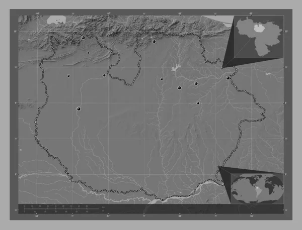 Guarico Estado Venezuela Mapa Elevación Bilevel Con Lagos Ríos Ubicaciones — Foto de Stock