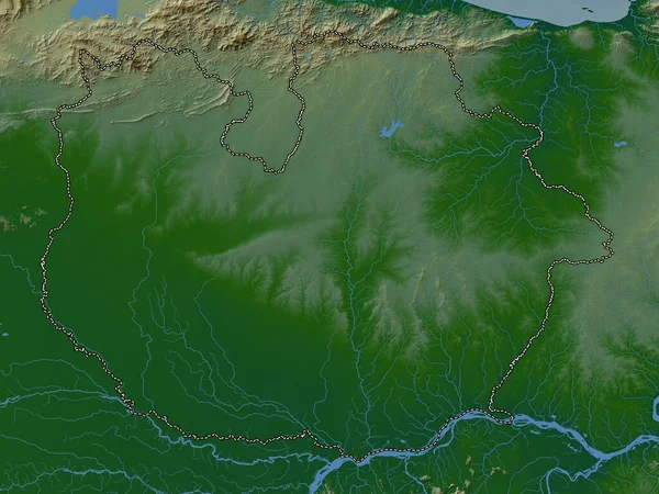 Guarico Stan Wenezuela Kolorowa Mapa Wzniesień Jeziorami Rzekami — Zdjęcie stockowe