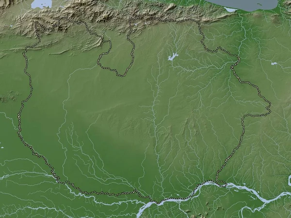 Guarico Bundesstaat Venezuela Höhenkarte Wiki Stil Mit Seen Und Flüssen — Stockfoto