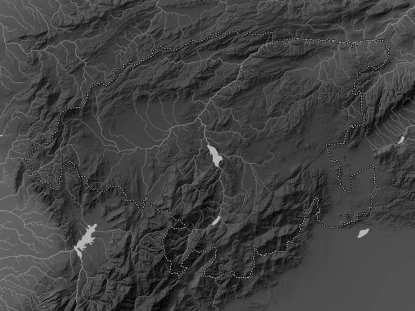 Lara Stan Wenezuela Mapa Wzniesień Skali Szarości Jeziorami Rzekami — Zdjęcie stockowe