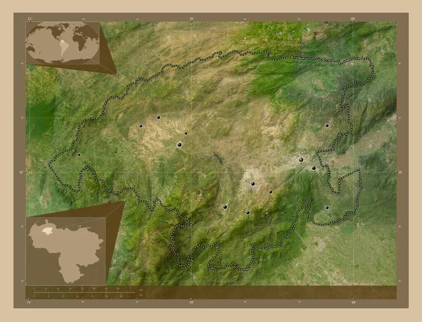 Лара Штат Венесуела Супутникова Карта Низькою Роздільною Здатністю Розташування Великих — стокове фото