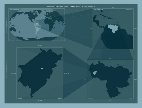 Merida Venezuela Diagram Som Visar Regionens Läge Storskaliga Kartor Sammansättning — Stockfoto