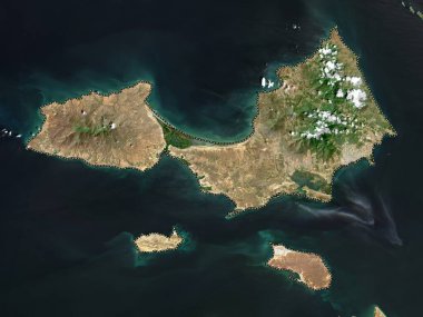 Nueva Esparta, Venezuela Eyaleti. Düşük çözünürlüklü uydu haritası