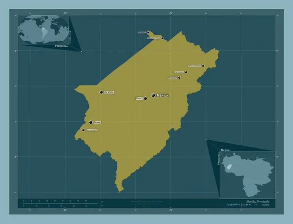 Merida Venezuela Fast Färgform Platser Och Namn Större Städer Regionen — Stockfoto