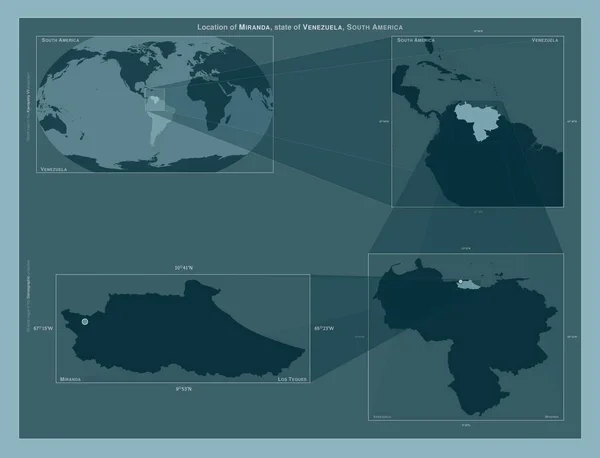 미란다 베네수엘라 도표는 규모의 지도에서 지역의 위치를 줍니다 프레임 Png — 스톡 사진