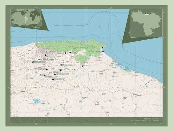 Miranda Stato Del Venezuela Mappa Stradale Aperta Località Nomi Delle — Foto Stock