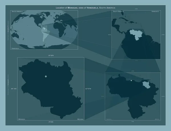 Monagas Estado Venezuela Diagrama Que Muestra Ubicación Región Mapas Gran —  Fotos de Stock