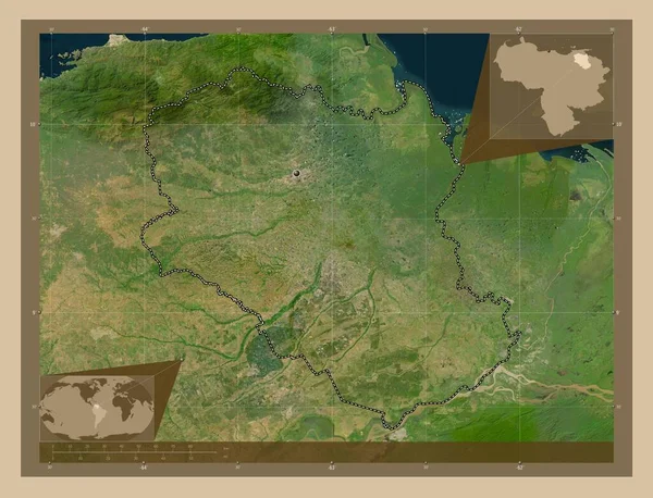 Монагас Штат Венесуэла Карта Спутника Низкого Разрешения Вспомогательные Карты Расположения — стоковое фото