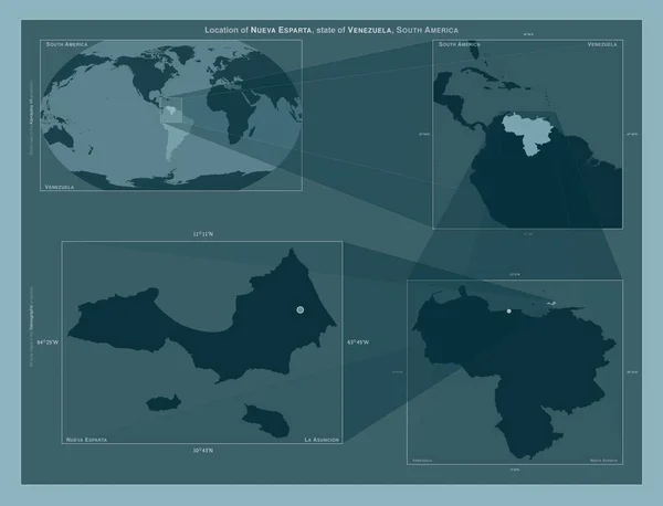 Нуэва Эспарта Штат Венесуэла Диаграмма Показывающая Расположение Региона Крупных Картах — стоковое фото