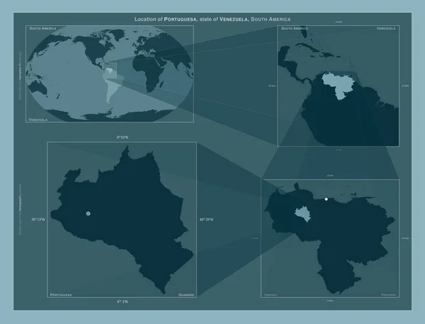 Πορτογαλική Πολιτεία Βενεζουέλα Διάγραμμα Που Δείχνει Θέση Της Περιοχής Χάρτες — Φωτογραφία Αρχείου