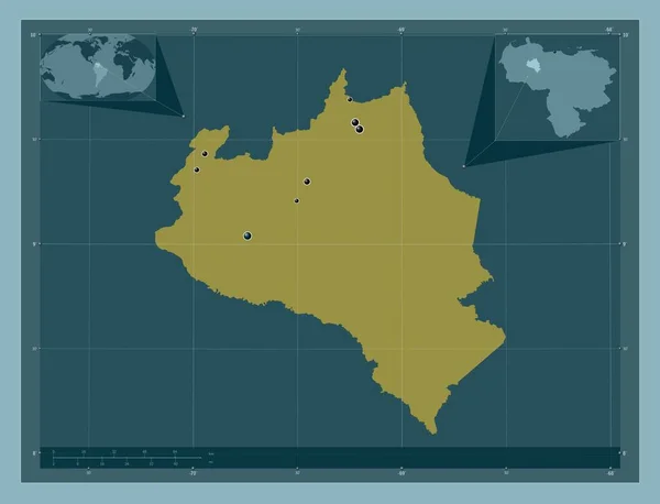 Portuesa Venezuela Fast Färgform Platser För Större Städer Regionen Hjälpkartor — Stockfoto