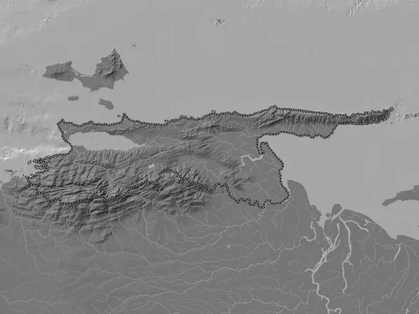 Sucre Venezuela Eyaleti Gölleri Nehirleri Olan Çift Seviyeli Yükseklik Haritası — Stok fotoğraf