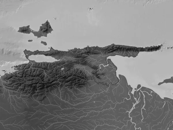スクレー ベネズエラの様子 湖や川とグレースケール標高マップ — ストック写真