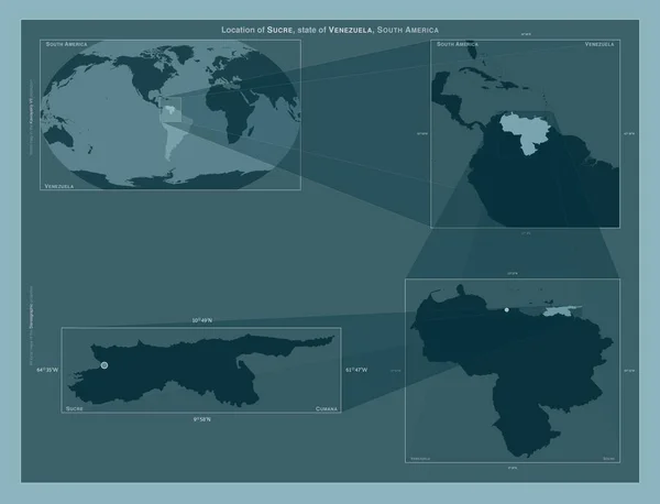 Sucre Venezuela Eyaleti Büyük Ölçekli Haritalarda Bölgenin Yerini Gösteren Diyagram — Stok fotoğraf