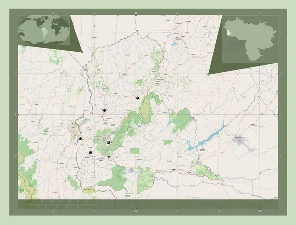 Tachira Stan Wenezuela Otwórz Mapę Ulic Lokalizacje Dużych Miast Regionu — Zdjęcie stockowe