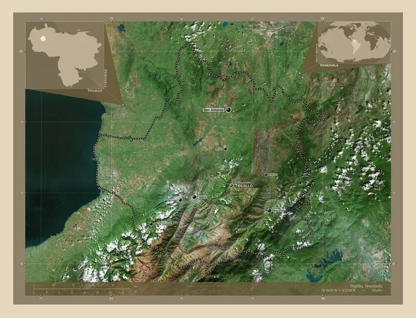 Trujillo Estado Venezuela Mapa Satelital Alta Resolución Ubicaciones Nombres Las —  Fotos de Stock