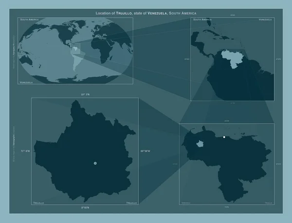 Trujillo Estado Venezuela Diagrama Mostrando Localização Região Mapas Maior Escala — Fotografia de Stock