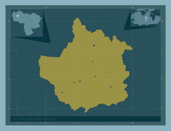 特鲁希略 委内瑞拉 固体的颜色形状 该区域主要城市的所在地点 角辅助位置图 — 图库照片