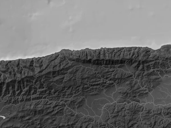 巴尔加斯 委内瑞拉 带有湖泊和河流的灰度高程图 — 图库照片