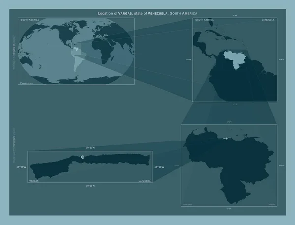 Vargas Venezuela Eyaleti Büyük Ölçekli Haritalarda Bölgenin Yerini Gösteren Diyagram — Stok fotoğraf
