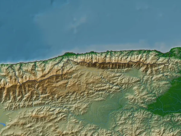 Βάργκας Πολιτεία Της Βενεζουέλας Χρωματιστός Υψομετρικός Χάρτης Λίμνες Και Ποτάμια — Φωτογραφία Αρχείου