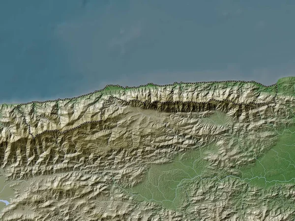 Vargas Venezuela Eyaleti Yükseklik Haritası Göller Nehirlerle Wiki Stilinde Renklendirilmiştir — Stok fotoğraf