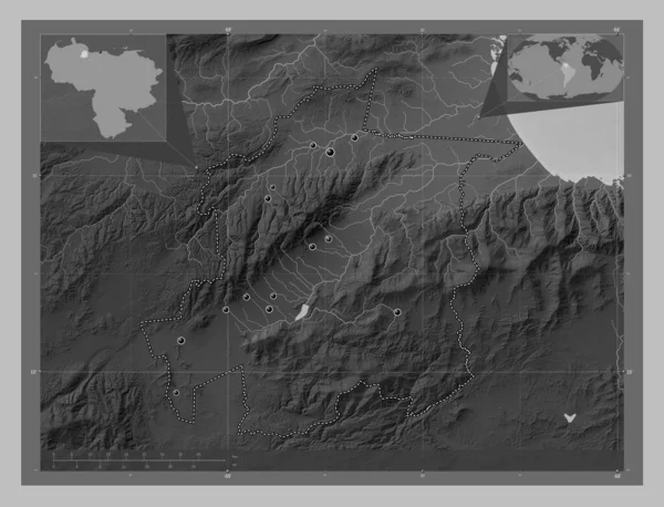 Яракуй Штат Венесуэла Карта Высот Оттенках Серого Озерами Реками Места — стоковое фото