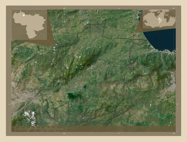 ヤラクイベネズエラの州 高解像度衛星地図 コーナー補助位置図 — ストック写真