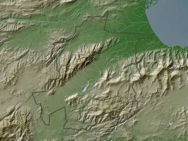 Yaracuy Venezuela Eyaleti Yükseklik Haritası Göller Nehirlerle Wiki Stilinde Renklendirilmiştir — Stok fotoğraf
