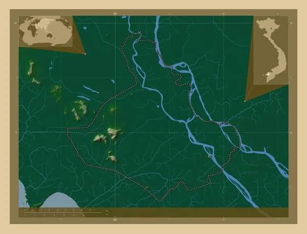 Гианг Провинция Вьетнам Цветная Карта Высоты Озерами Реками Вспомогательные Карты — стоковое фото