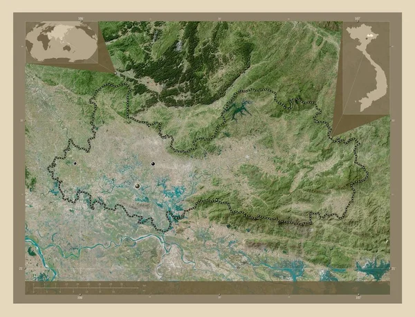 バックザン ベトナムの州 高解像度衛星地図 地域の主要都市の場所 コーナー補助位置図 — ストック写真